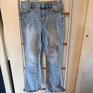 SO Denim Blue Butterfly Accent Jeans